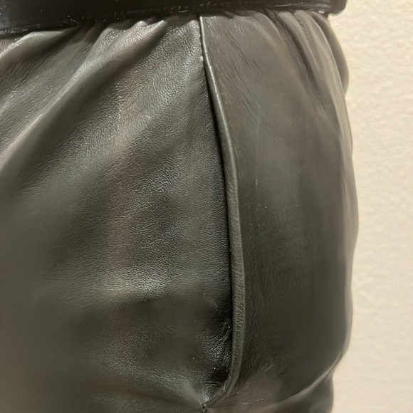Vintage 90s Valentino Leather and Velvet Pencil Skirt - Picture 3 of 8